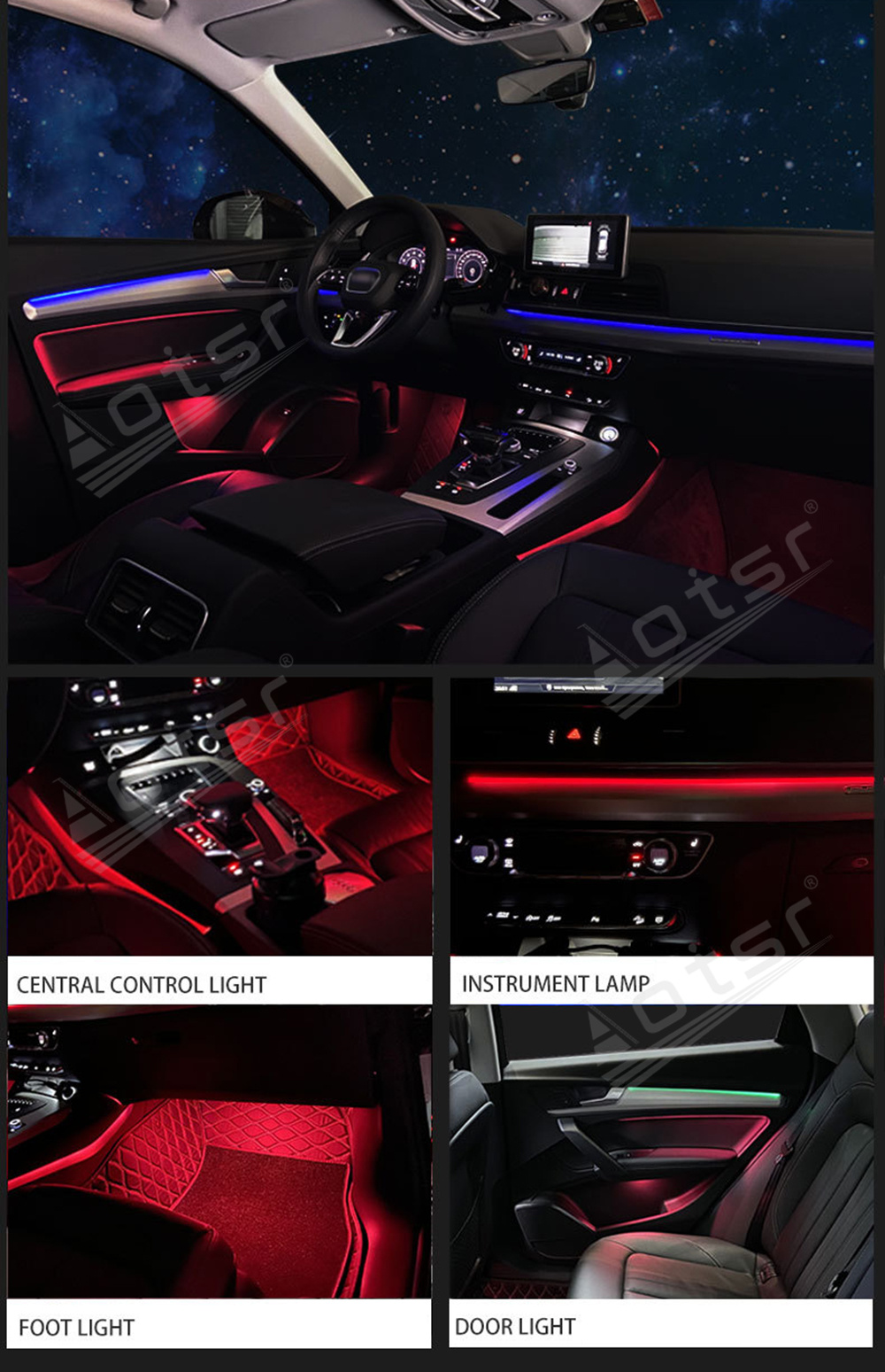 Dedicated Atmosphere Light Dashboard Display For Audi A4L/A6L/A3/Q3/Q5L/Q2/Q7/A5 Lamp Inter Car Decorate Light Head Unit-Aotsr official website