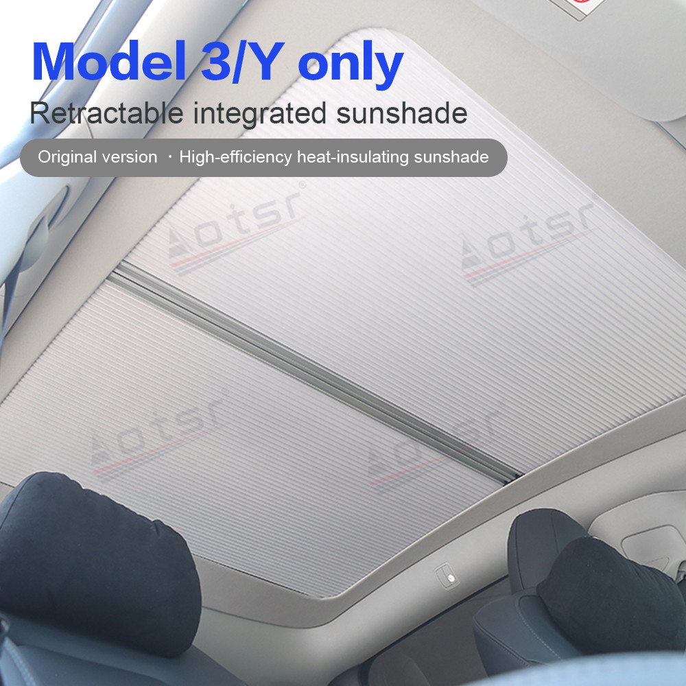 For Tesla Model 3 Y Retractable Integrated Sunshade Protection Tesla Accessories Sunroof Windshield Skylight Headunit Original Car Style 