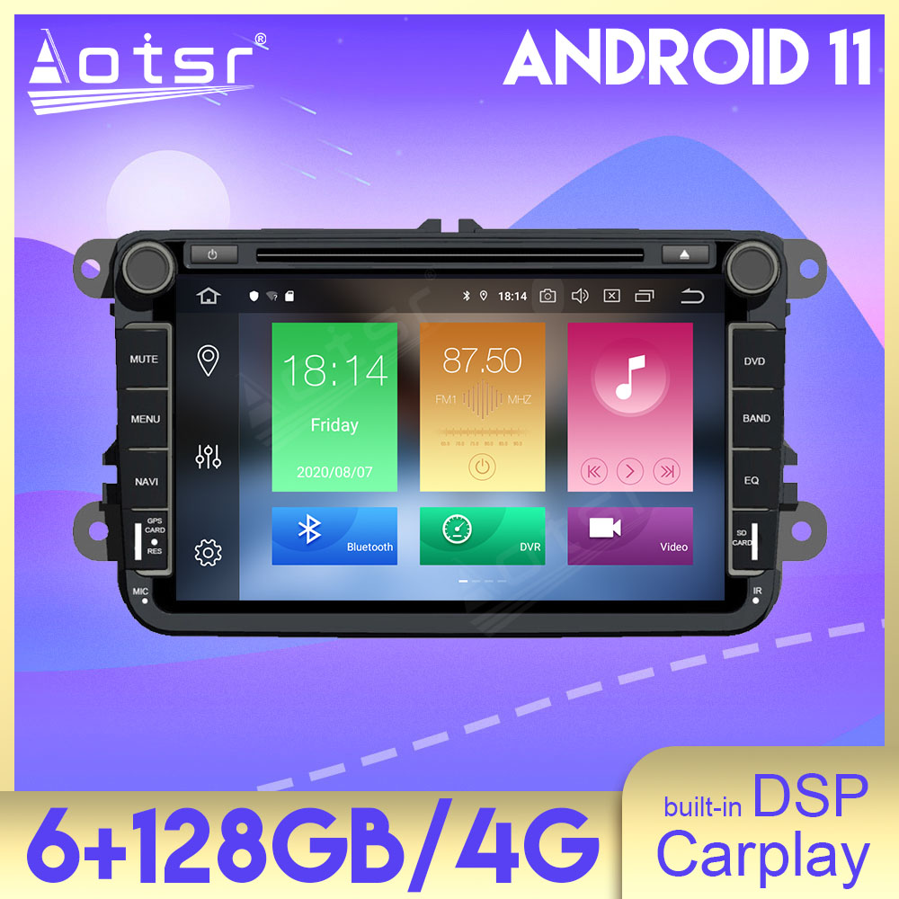 6GB 128GB Carplay Car Radio Screen For Volkswagen Golf Polo Tiguan Passat b7 b6 leon Skoda Octavia Android GPS Navigation Radio Tape Recorder Multimedia Autoradio