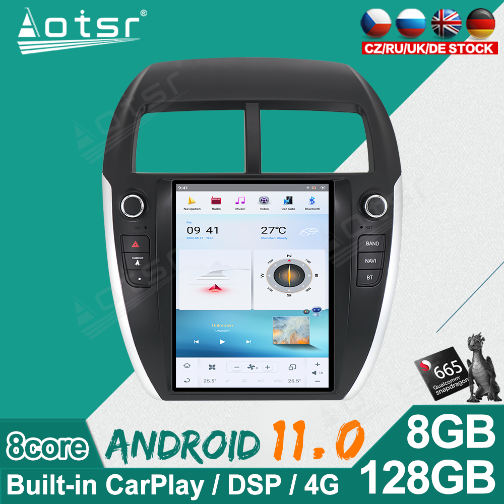 Android 11 Tesla For Mitsubishi ASX 2010-2014 Car GPS Navigation Auto Radio Stereo Multimedia Player Head Unit 