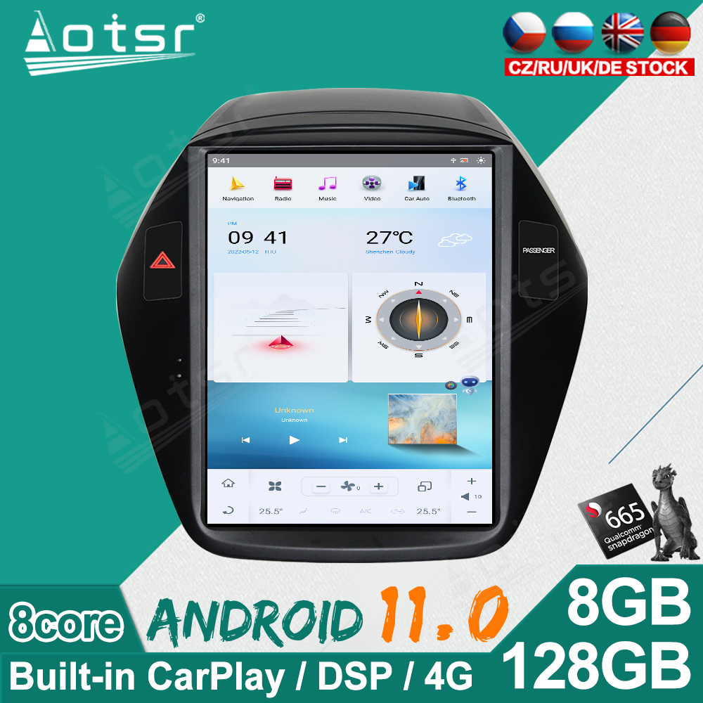 Qualcomm Tesla Screen Android 11 Auto Radio For Hyundai IX35 2009-2016 Carplay Car Multimedia GPS Navigation Stereo autoradio Unit