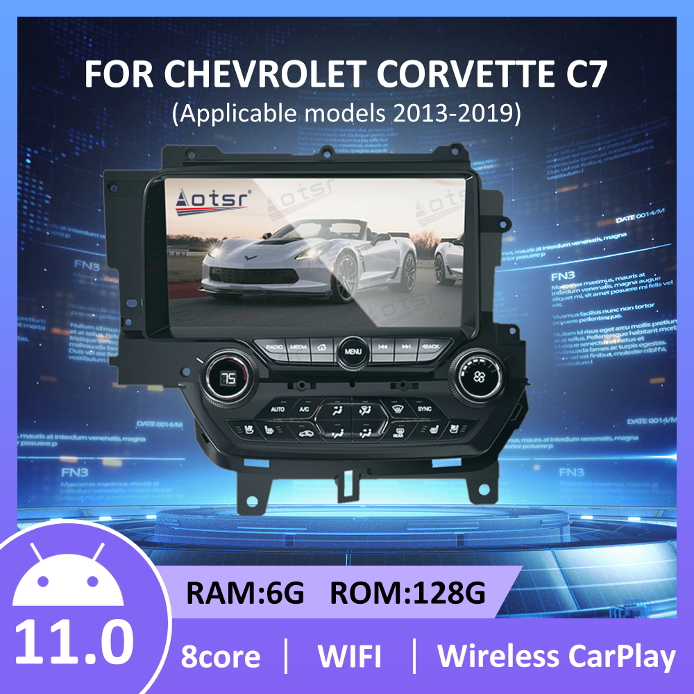 Android 11.0 For Chevrolet Corvette C7 2013-2019 Auto Car Radio 128G Multimedia Player GPS Navigation Touch Screen Head Unit DSP