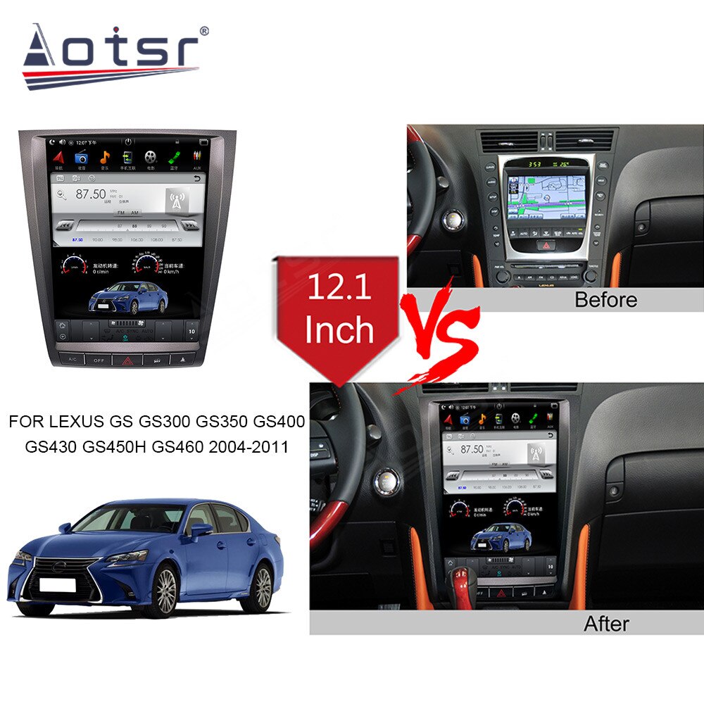 For Lexus GS GS300 Android Tesla Style Car Radio GPS Navigation Multimedia Video Player 2 Din Autoradio Stereo Head Unit Screen-Aotsr official website
