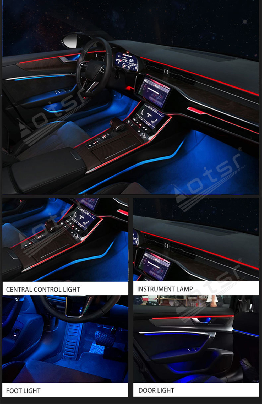 Dedicated Atmosphere Light Dashboard Display For Audi A4L/A6L/A3/Q3/Q5L/Q2/Q7/A5 Lamp Inter Car Decorate Light Head Unit-Aotsr official website