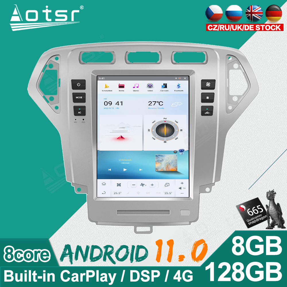 Android 11 Multimedia For Ford Fusion Mondeo 2007-2010 Car GPS Navigaiton 128GB Tesla Screen Radio Recorder Video Player