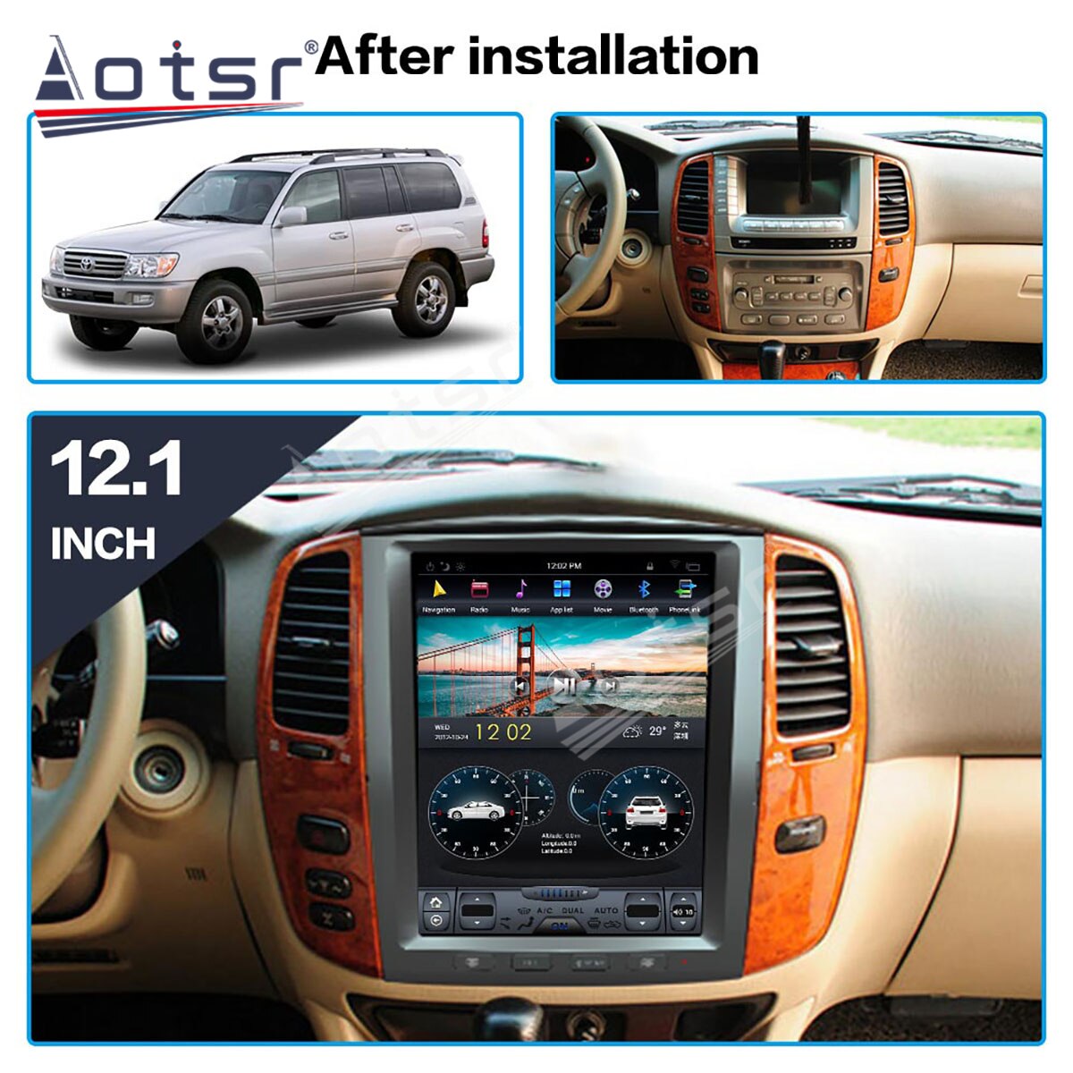 For Toyota Land Cruiser 100 LC100 For Lexus LX470 2002 - 2007 Android Radio Multimedia Car Recorder Stereo Player Navi Head Unit-Aotsr official website