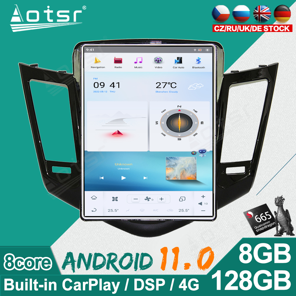 Android 11.0  Vertical Screen Car Radio For Chevrolet Cruze 2009-2013 GPS Navigation Tesla Carplay Multimedia Player Head Unit