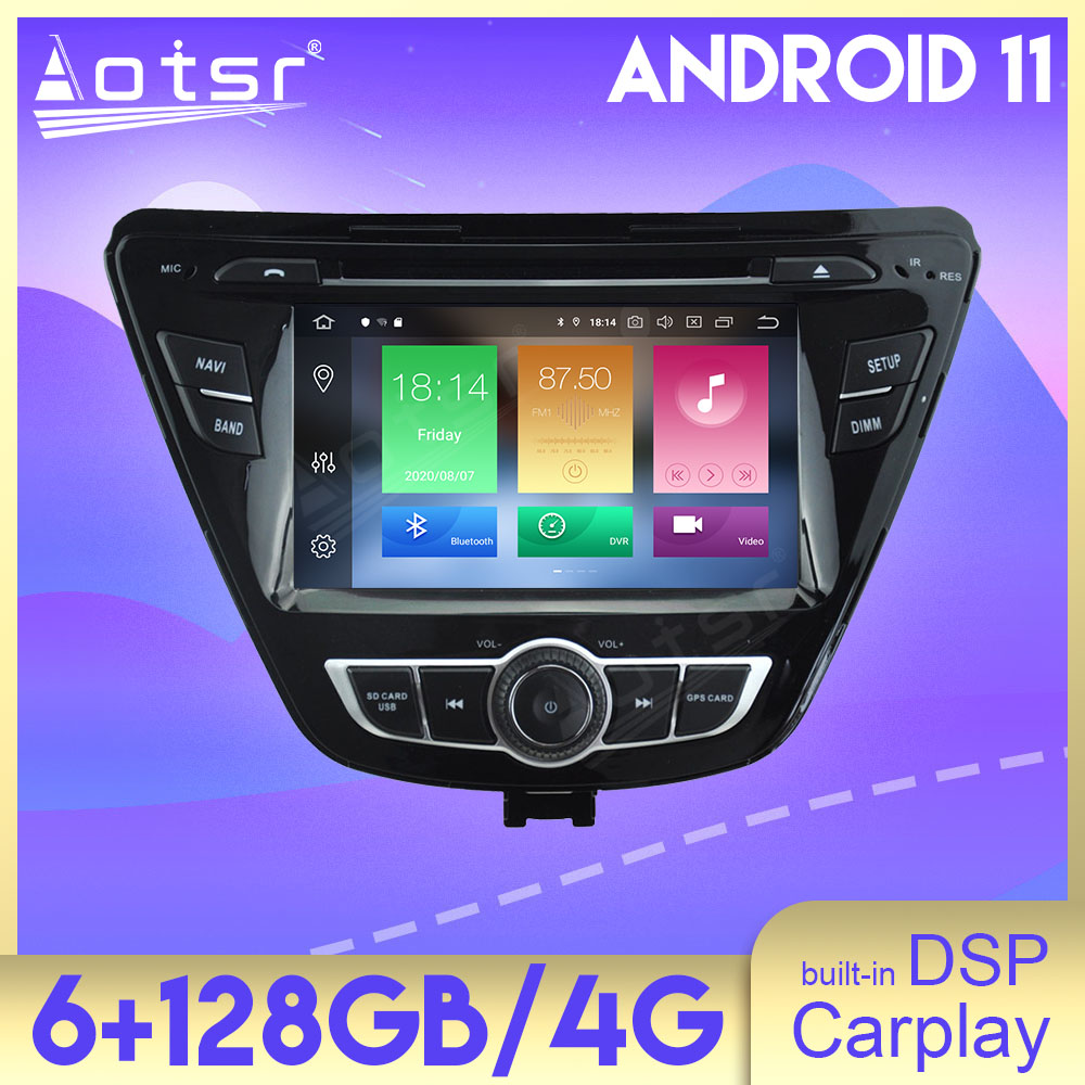 6+128GB Android 11 Auto Stereo For HYUNDAI ELANTRA 2014+ Audio Car Radio DVD Multimedia Player GPS Navigation Head Unit