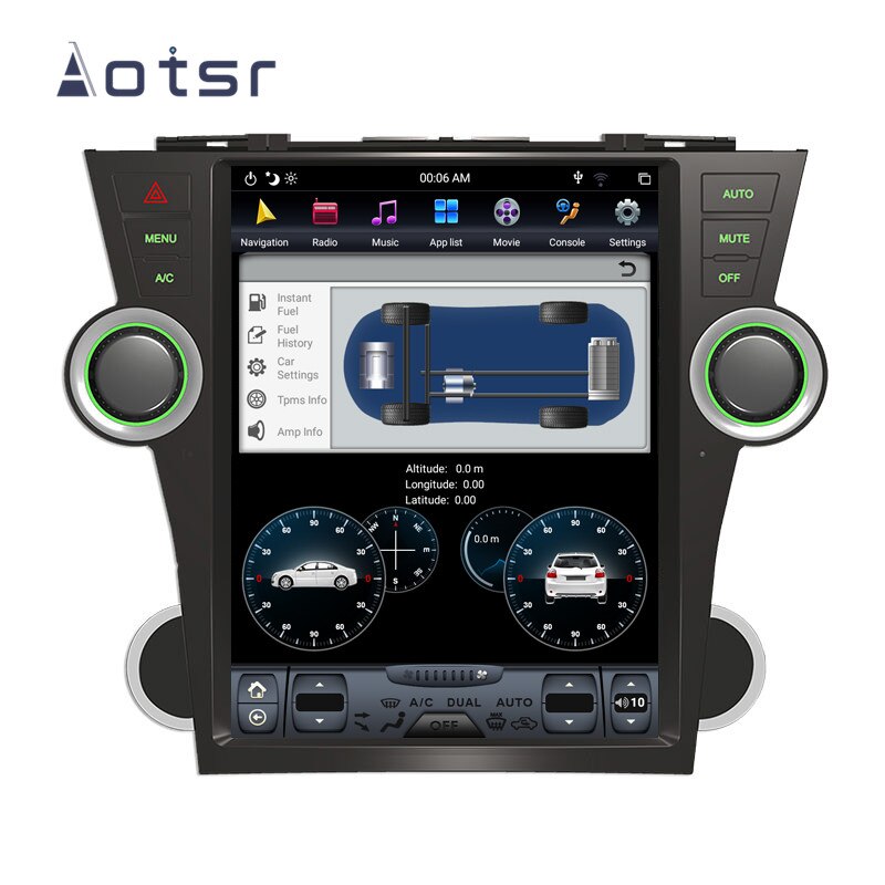For Toyota Highlander 2007 - 2013 Car Radio Multimedia DVD Video Player Tesla Vertical Screen GPS Navigator Android Audio Stereo-Aotsr official website