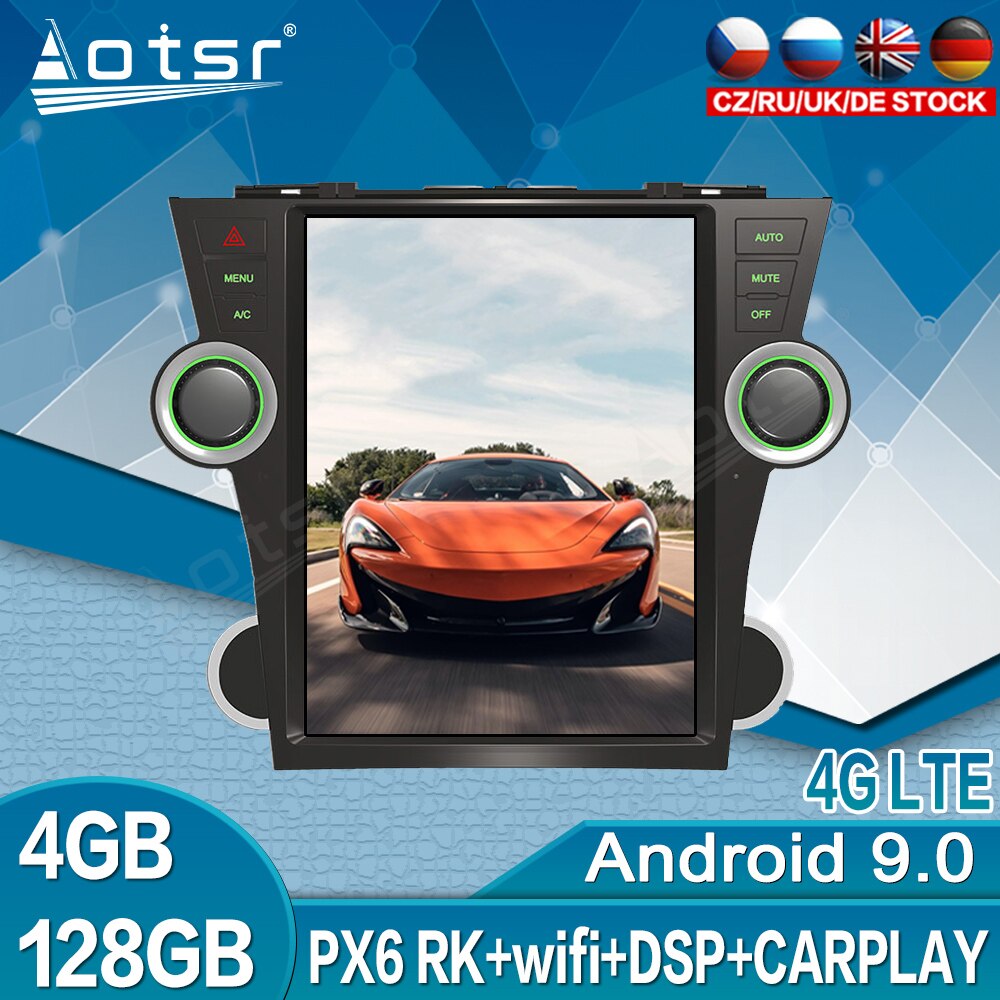 For Toyota Highlander 2007 - 2013 Car Radio Multimedia DVD Video Player Tesla Vertical Screen GPS Navigator Android Audio Stereo-Aotsr official website