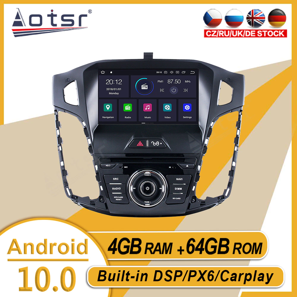 64G For Ford Focus 3 Mk 3 2012 - 2017 Car Stereo Multimedia Player Android GPS Navigation Auto Audio Radio Carplay PX6 Head Unit