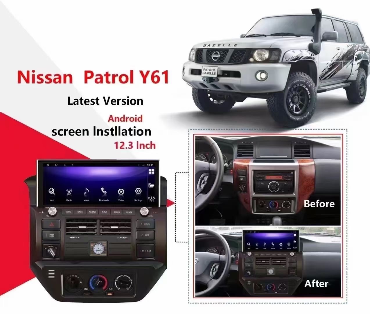 128G Carplay Android 11 For Nissan Patrol Y61 2006 - 2022 GPS