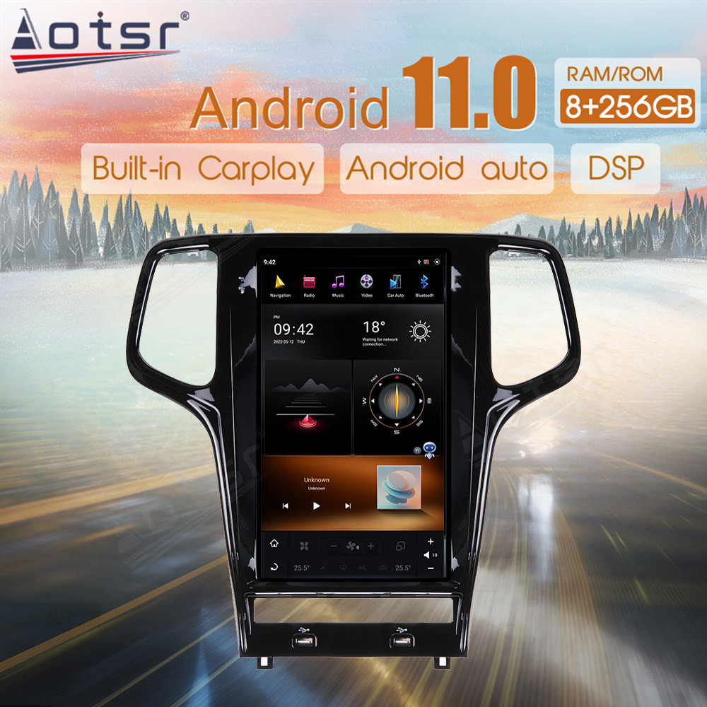 Tesla Screen Multimedia Stereo Android Player For Jeep Grand Cherokee 2010 2011 2012 2013 2014 2015 2016 2017-2019 GPS Head Unit