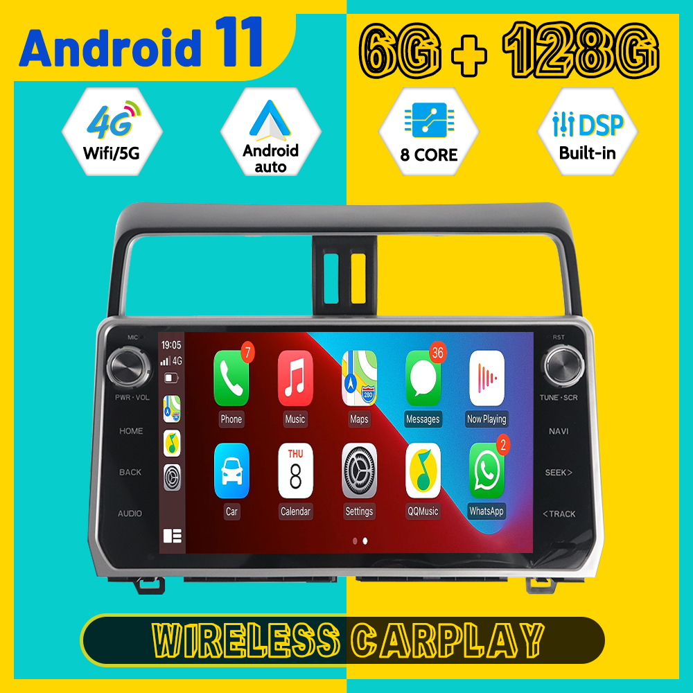 Android 12 Auto For Toyota LAND CRUISER PRADO 2018 Car Radio Multimedia Player GPS Navigation Carplay 4G SIM Head unit