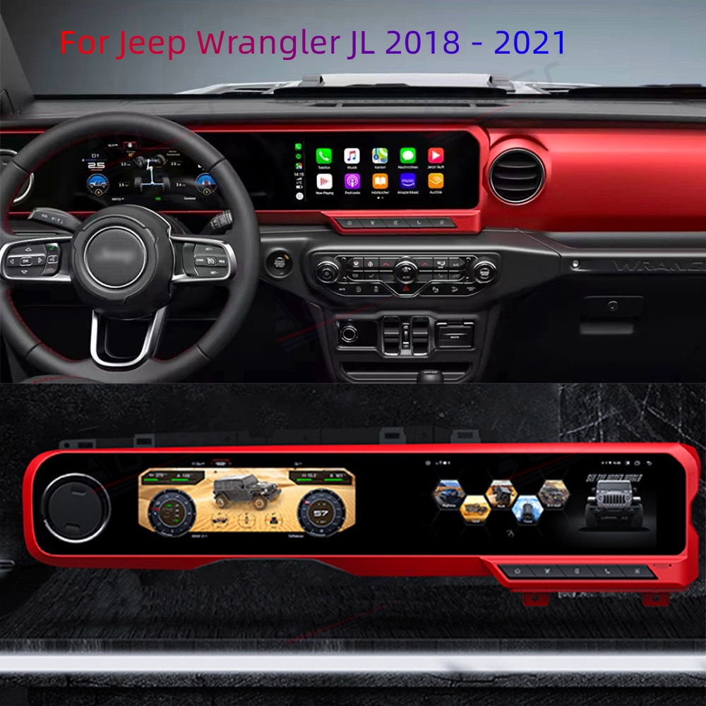 Strip screen Linux Car Radio For Jeep Wrangler JL 2018 - 2021 Multimedia Auto Video DVD Player Navigation Stereo GPS Head Unit