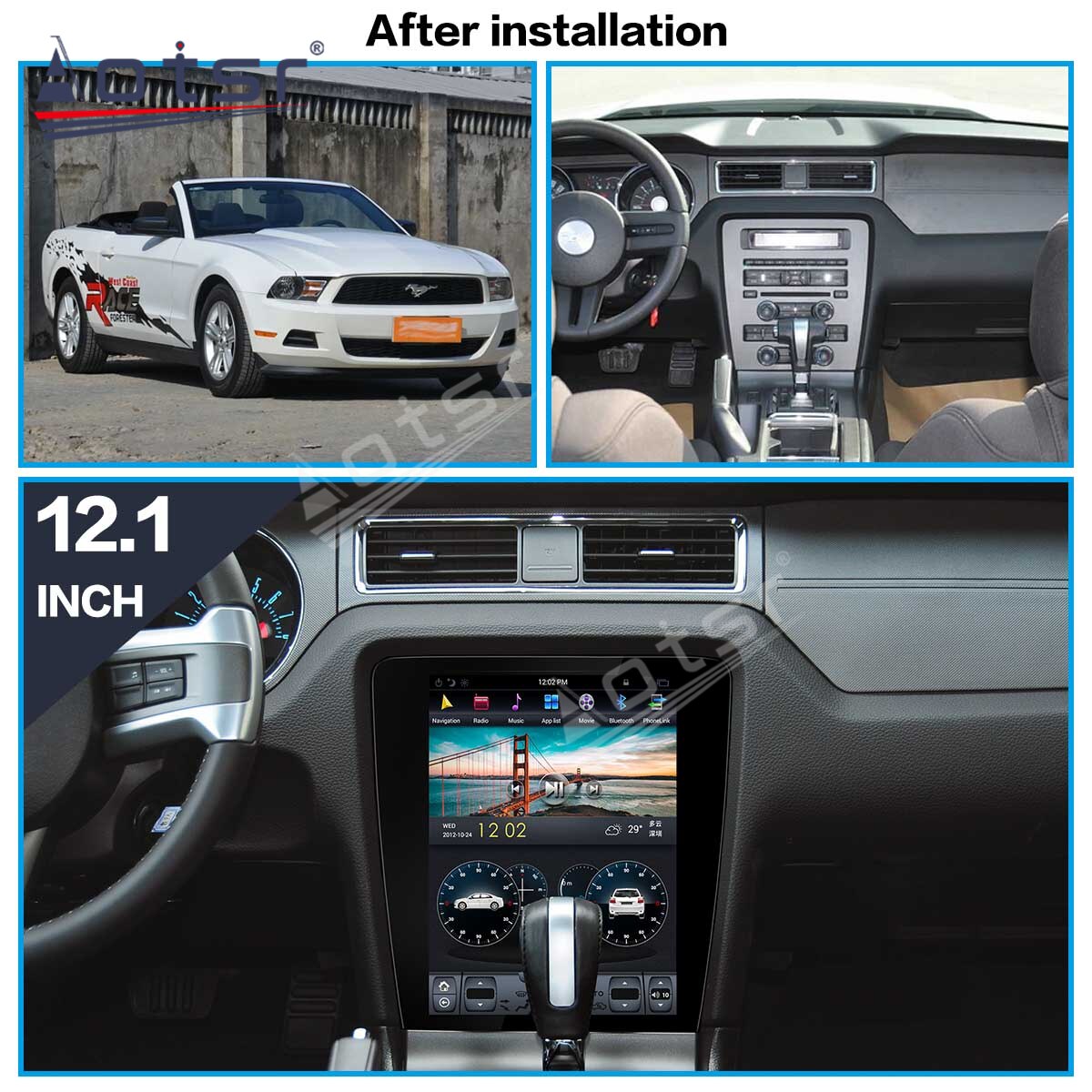 For Ford Mustang 2010-2014 Car Radio 128GB Tesla Vertical Screen Android 9.0 Multimedia Autoradio Video Player GPS Navigation BT-Aotsr official website