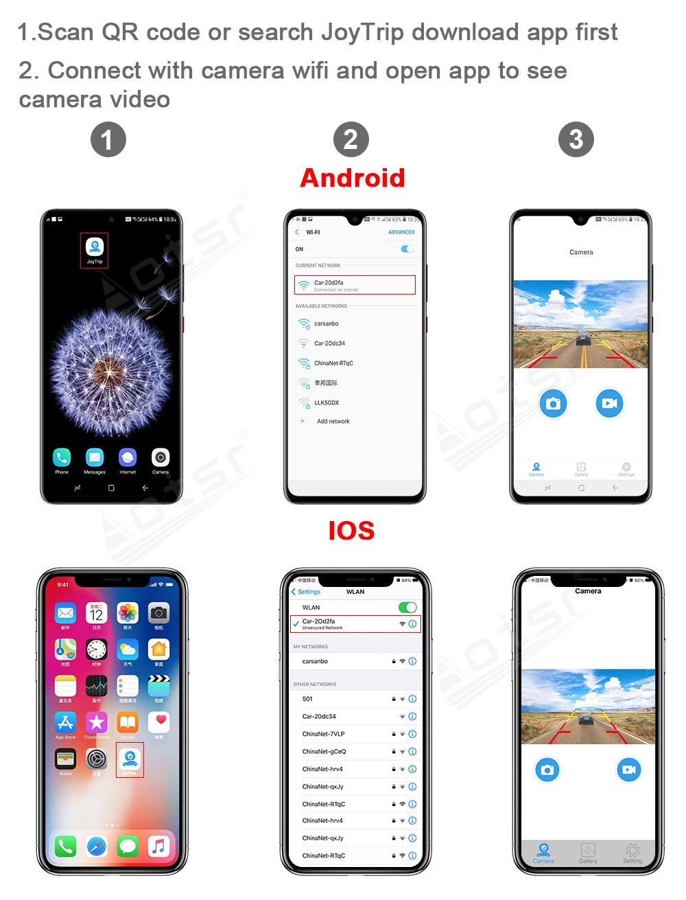Car Reversing Camera HD Screen Rear View Camera Wireless Waterproof Wifi Support Android IOS and IPad