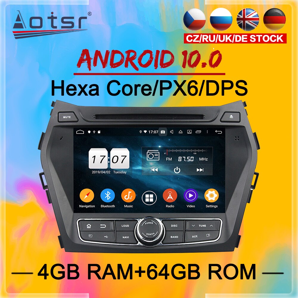 2 Din IPS Android 10 DSP Car Multimedia Player For Hyundai IX45 Santa Fe 2013 2014 - 2017 GPS Navi Audio Radio Stereo Head Unit