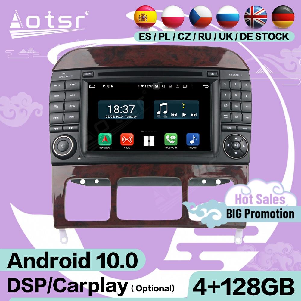 128G Carplay Multimedia Android 10 For Mercedes Benz S Class W220 1998 1999 2000 2001 2002 2003 2004 2005 GPS Receiver Head Unit