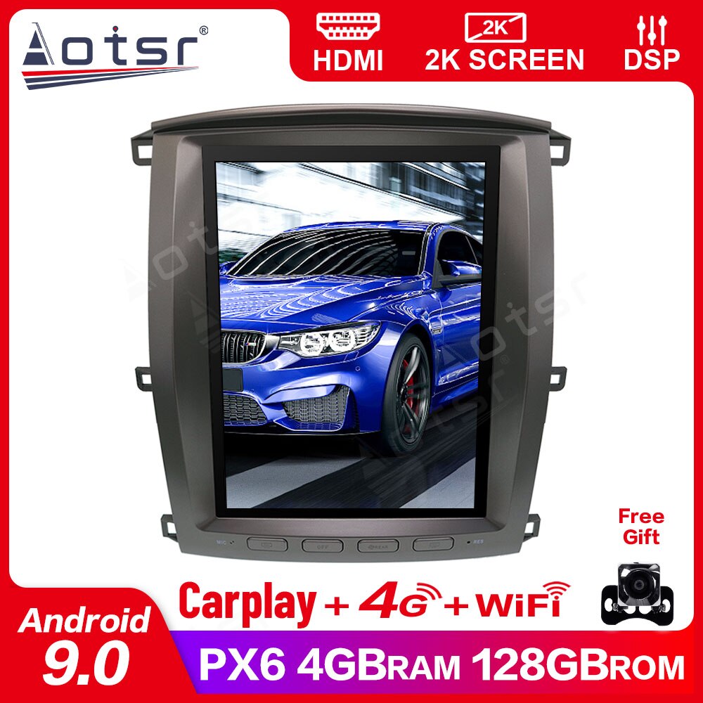 4+128G Tesla Screen For Toyota Land Cruiser 100 LC100 For Lexus LX470 2002-2007 Android Unit Multimedia Player GPS Radio Stereo