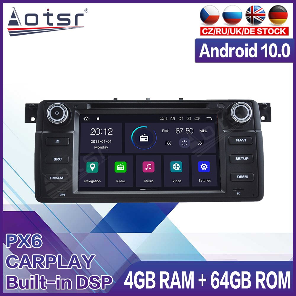 64G Android Radio Tape Recorder Car Multimedia Player Stereo For BMW Serie 3 E46 M3 1998 1999 2000 2001-2006 Head Unit GPS Navi