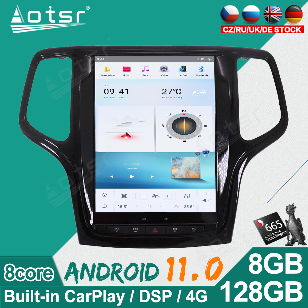 Android 11.0 Touch Screen Car Radio For Jeep Grand Cherokee 2014 2015 2016 2017 2018 Multimedia Player GPS Navigation 128GB Audio Stereo Unit