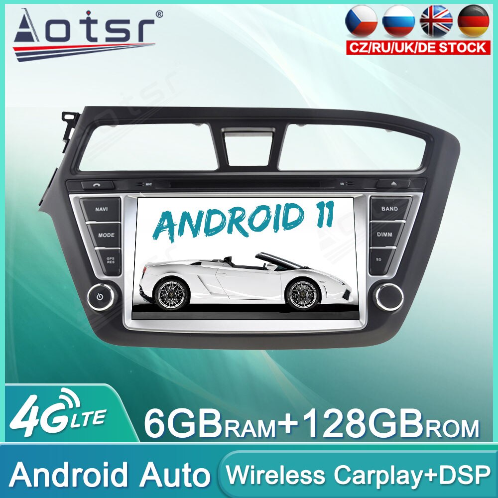 Android 11 128GB Car Radio For Hyundai I20 2014 2015 - 2017 Audio Multimedia Player GPS Navigation Auto Stereo Head Unit Carplay