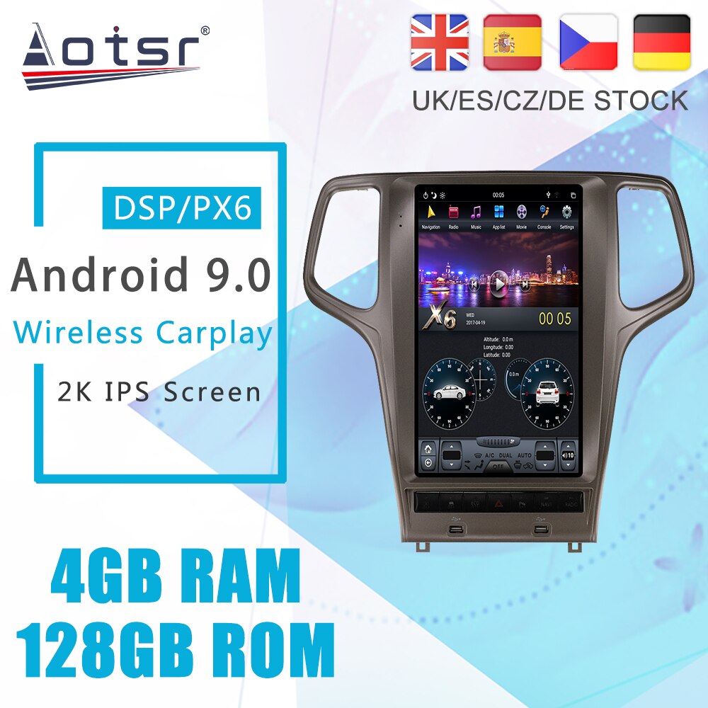 PX6 Bluetooth 5.0 Tesla Styel For Jeep Grand Cheroke WK2 2010 - 2019 Android Auto Radio Stereo Car Multimedia Player DVD GPS Navigation-Aotsr official website