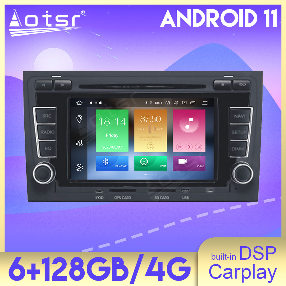 Android 11.0  Multimedia Player 128G For AUDI A4 2002-2007 with GPS navigation suitable for Audi stereo main unit DSP Carplay 