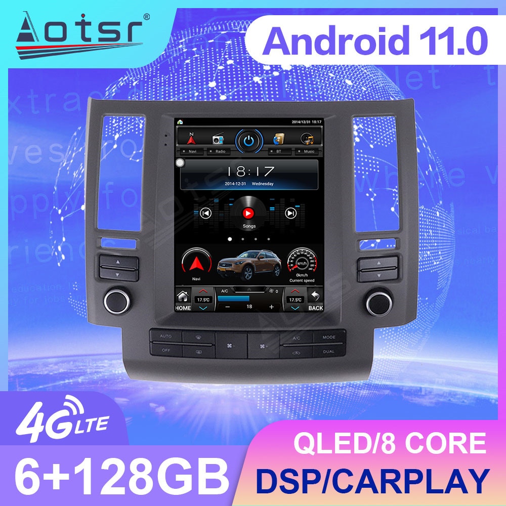 Android 11 128G Tesla Style GPS Navigation For Infiniti FX35 FX45 FX25 FX37 2003 2004 - 2006 Auto Radio Stereo Multimedia Player-Aotsr official website