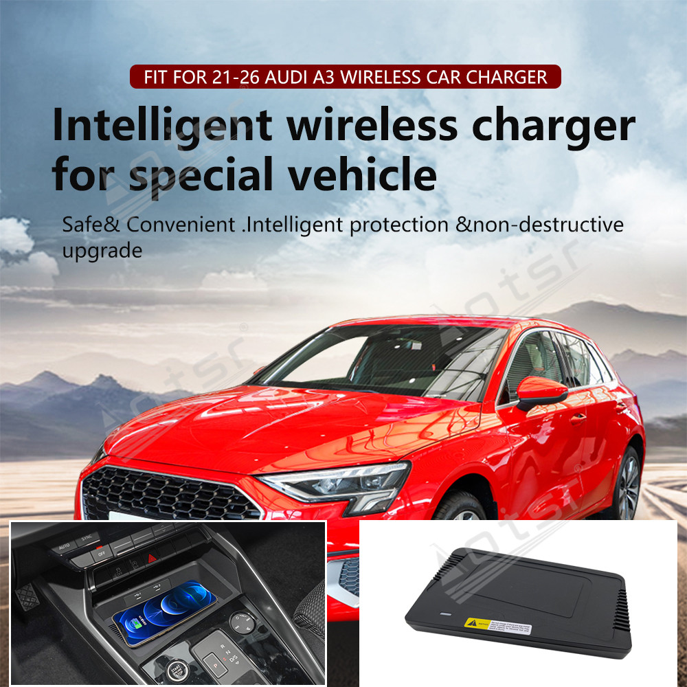 Wireless Car Charger For Audi A3 2021+ Intelligent Infrared Fast Phone Holder Temperature Control Hidden Design
