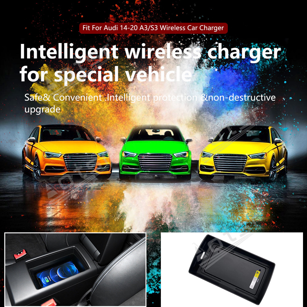 Wireless Car Charger For Audi A3 S3 2014-2020 Intelligent Infrared Fast Phone Holder Temperature Control Hidden Design