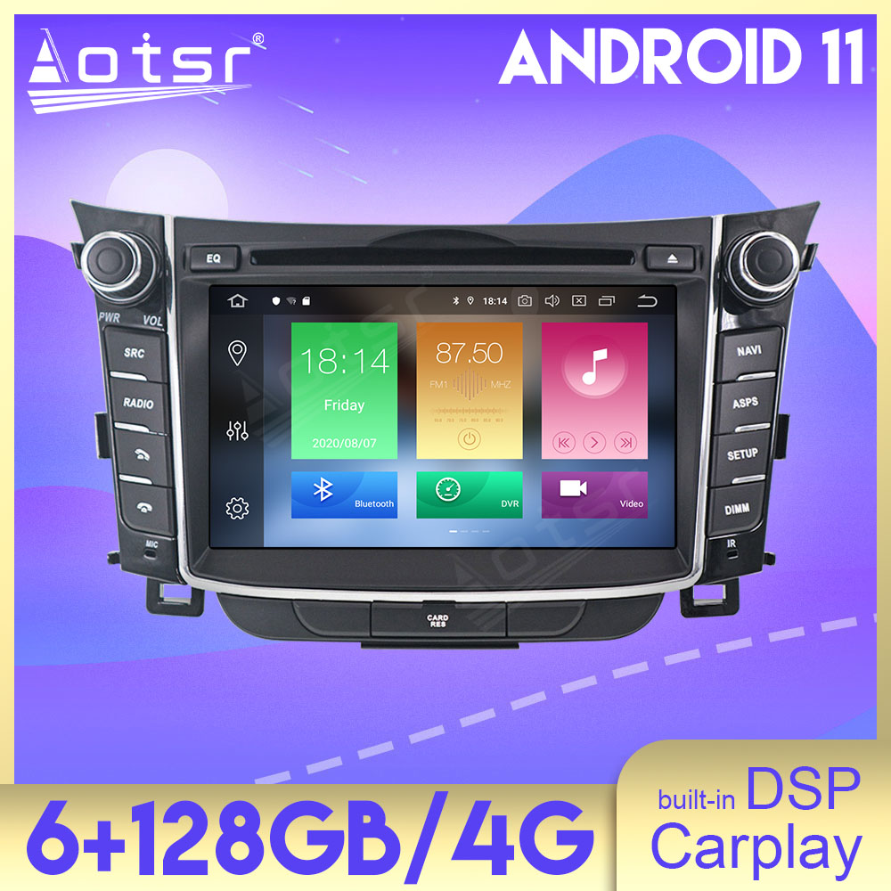 128G For Hyundai I30 Elantra GT 2012-2016 Car Multimedia Player Stereo Android 11 Audio Auto Radio Tape Recorder GPS Navigation Head Unit