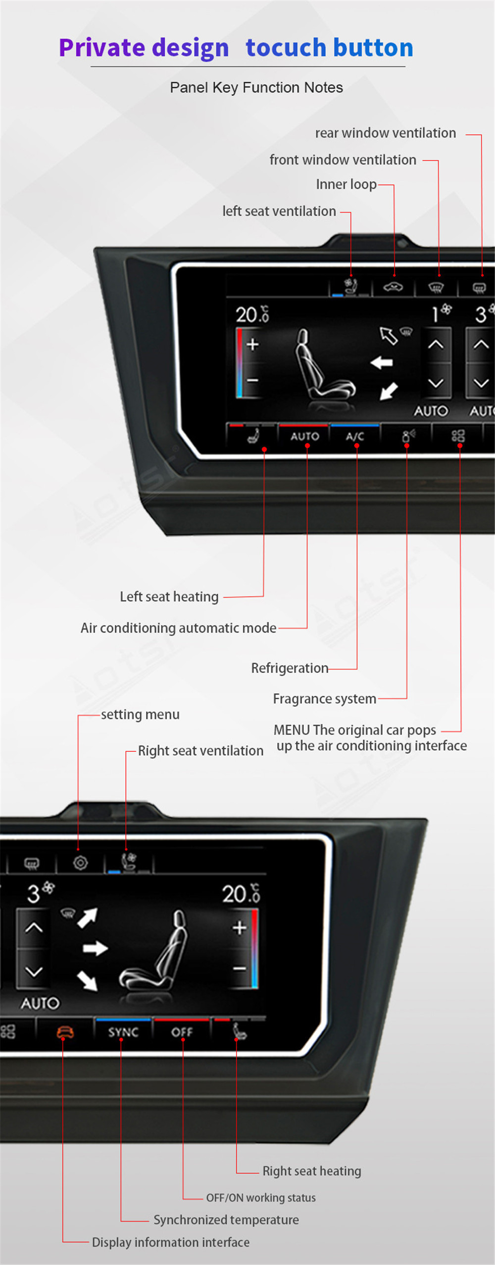 AC Panel Air Conditioner Climate Control For VW Volkswagen Passat/Golf7/Sagitar/Lavida/Magotan B8/Tiguan/Bora Touch Board Screen-Aotsr official website