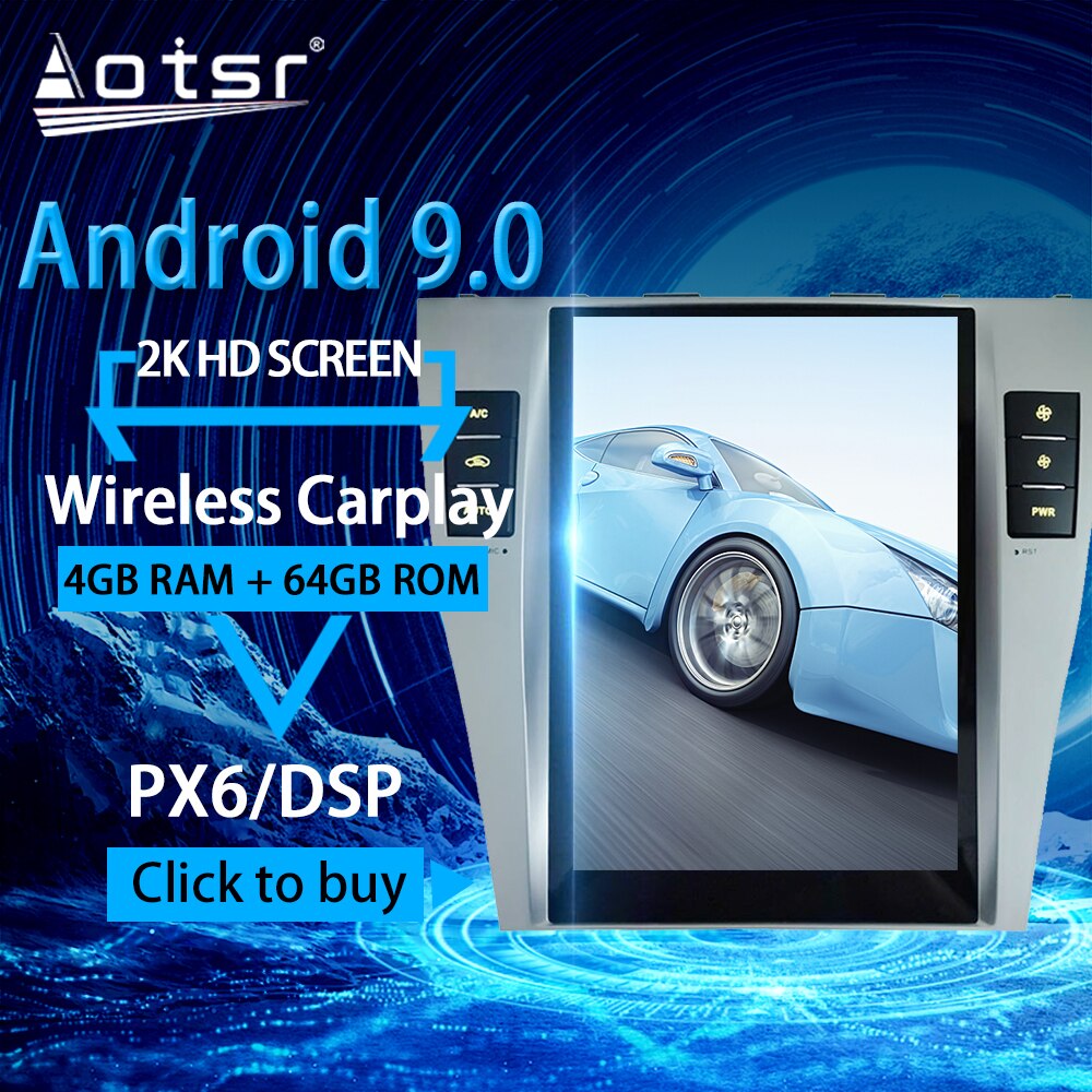 PX6 For Toyota Camry Android Radio 2006 - 2011 Car Multimedia Player Stereo head unit Tesla gps Navi a din Autoradio
