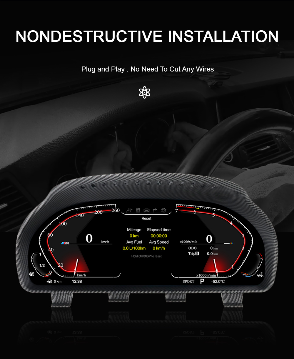  Cluster Numérique de Tableau de Bord d'instruments de Voiture,  Moniteur de Cluster Numérique Haute Définition pour Série 7 E65 E66