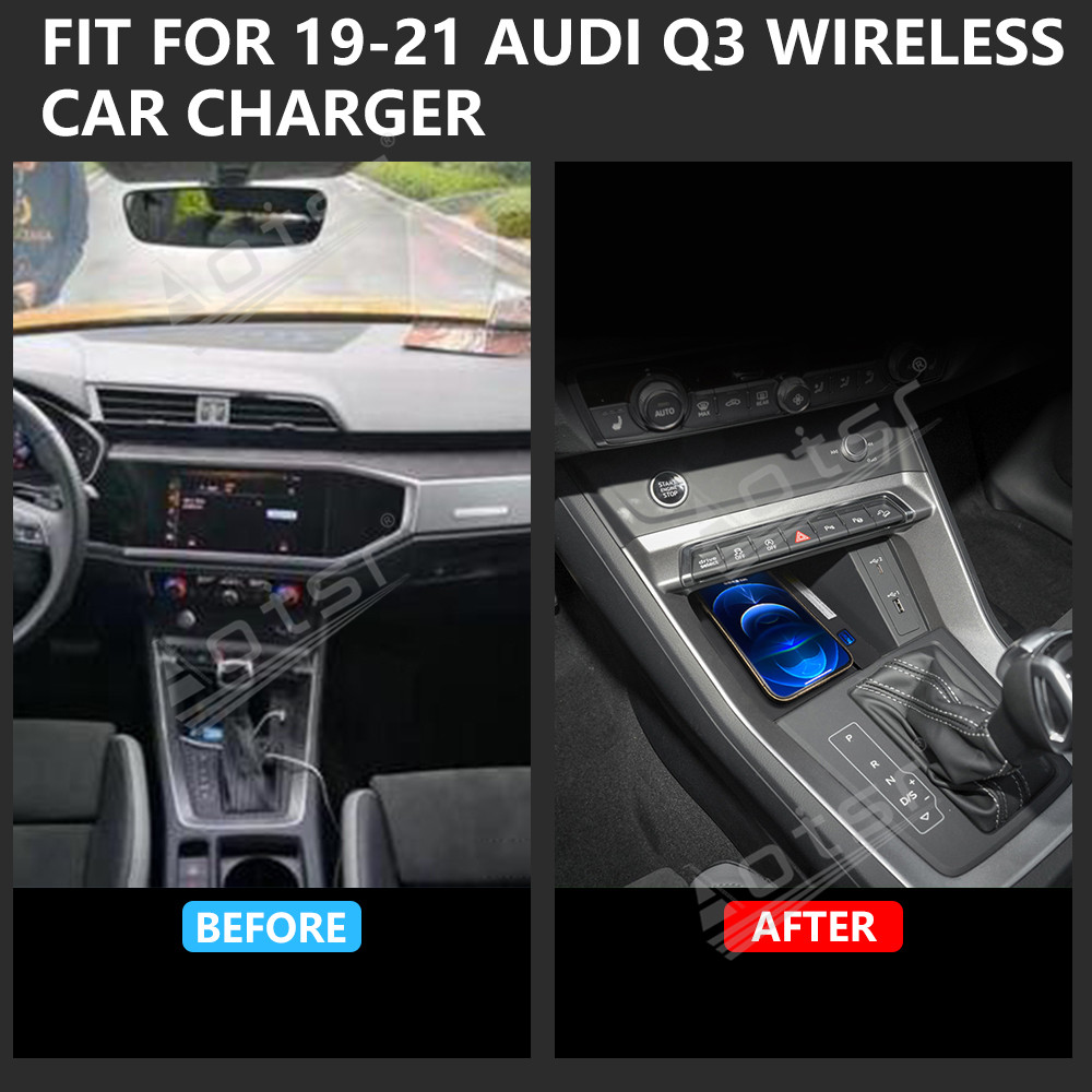 Wireless Car Charger For Audi Q3 2019-2021 Intelligent Infrared Fast Phone Holder Temperature Control Hidden Design