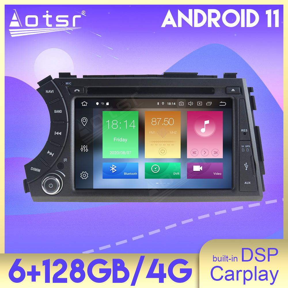 Android 11 Auto Stereo 6+128GB DSP Carplay GPS Navigation For Ssangyong Kyron Actyon Micro 2005+ Multimedia Car Radio Player Head Unit