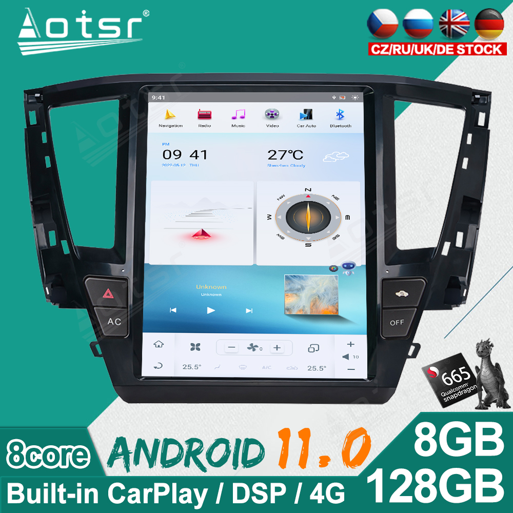 12.1" Vertical Screen Car Radio For Mitsubishi Pajero 2020 GPS Tesla Carplay Android 11.0 Car Multimedia