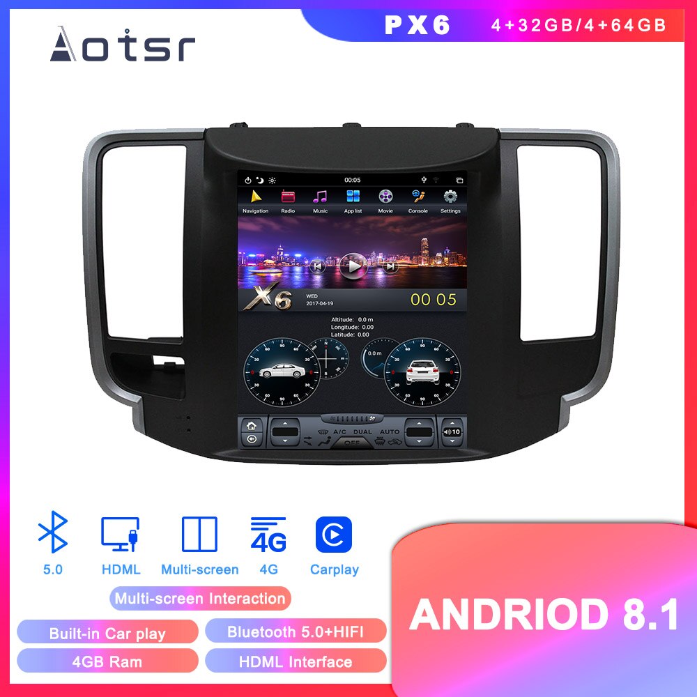 Tesla style Android 8.1 GPS Navigation Car DVD Player For Nissan Teana 2008-2012 Car Auto radio stereo multimedia player 4+64GB