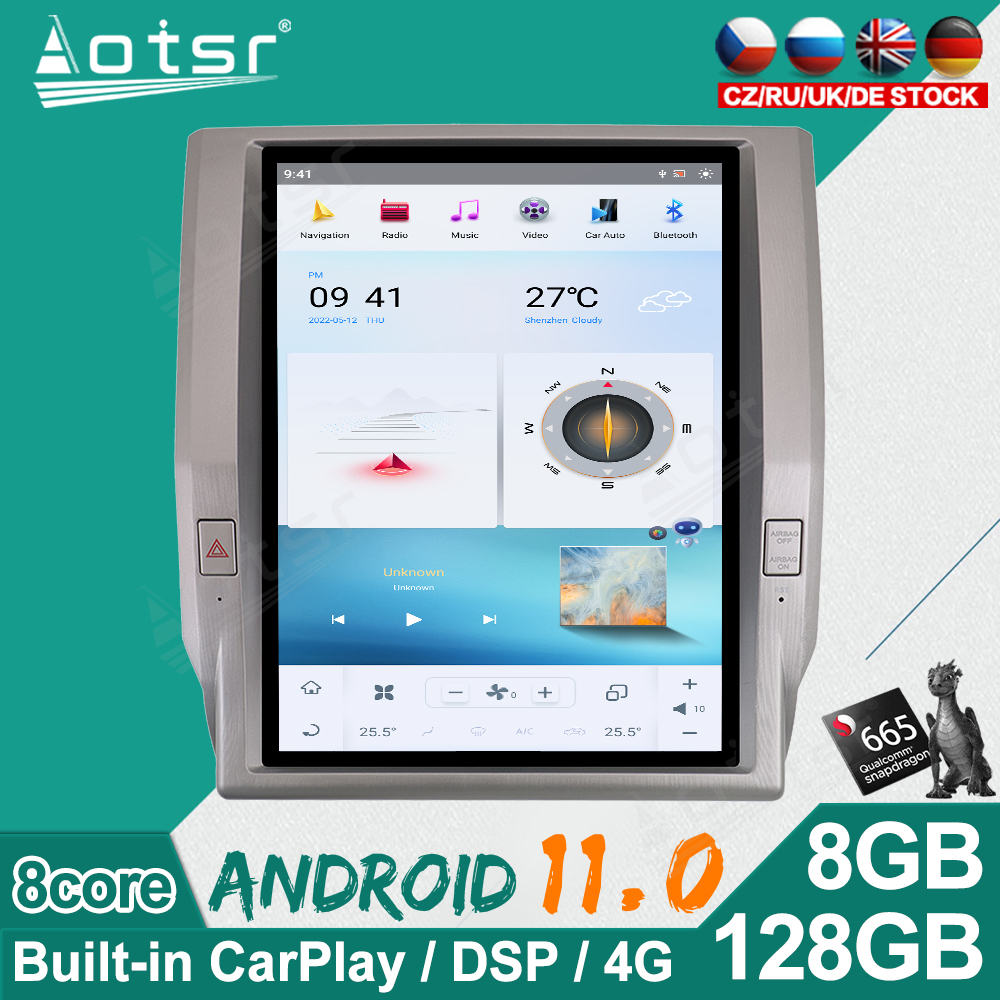 128G Android 11.0 Car Auto Radio GPS Navigation For Toyota Tundra 2014-2017 Multimedia Bluetooth 5.0 Stereo Head Unit 