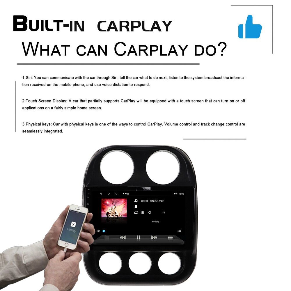 128G Android Radio For Jeep Compass 2010 - 2016 Car GPS Navigation Multimedia Screen Carplay Head Unit Recorder DVD Video Player-Aotsr official website