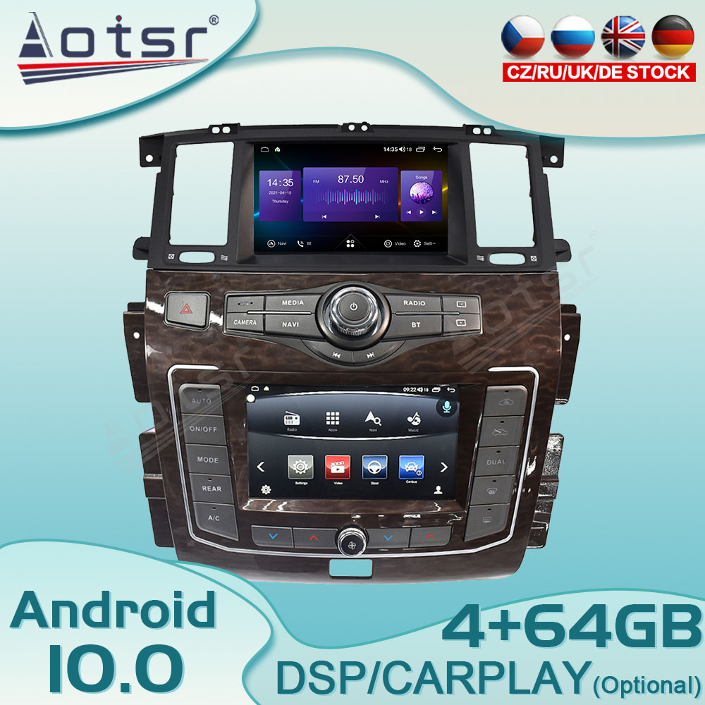64G For Nissan Patrol Y62 For Infiniti QX56 2010-2020 Android 10 Dual Screen Car Radio Multimedia Player GPS Navigation Carplay