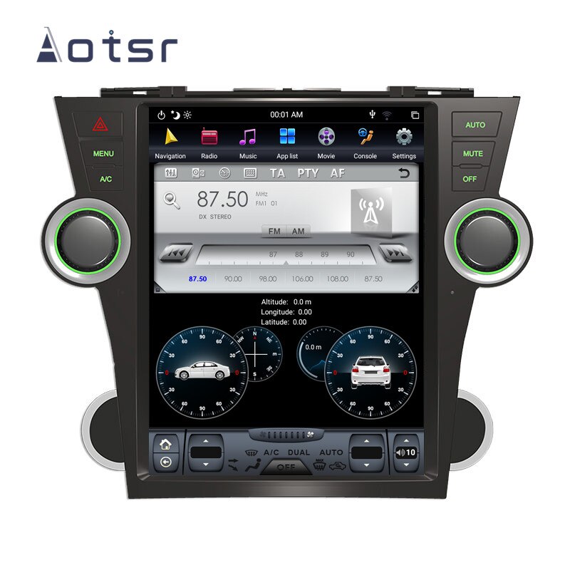 For Toyota Highlander 2007 - 2013 Car Radio Multimedia DVD Video Player Tesla Vertical Screen GPS Navigator Android Audio Stereo-Aotsr official website