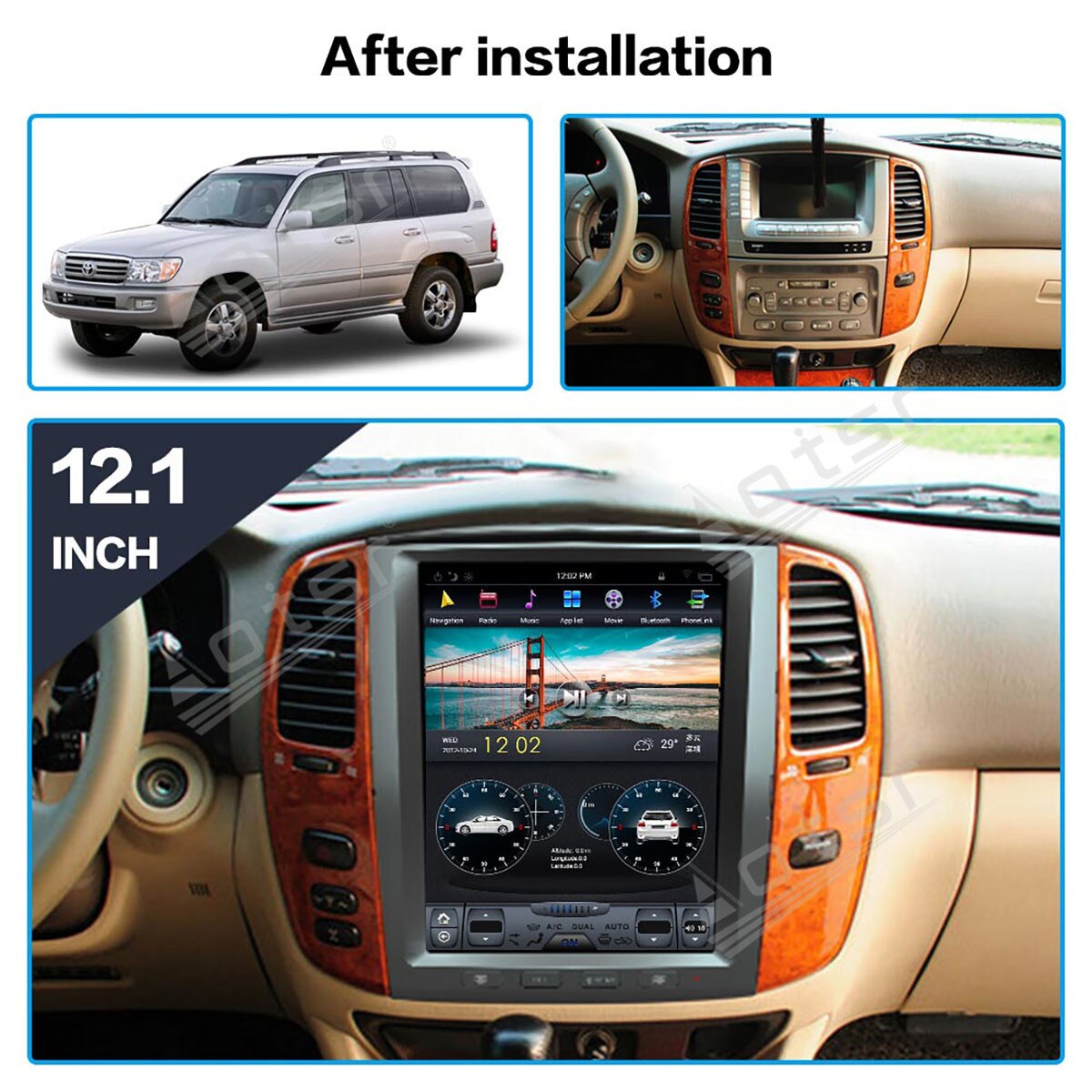 4+128G Tesla Screen For Toyota Land Cruiser 100 LC100 For Lexus LX470 2002-2007 Android Unit Multimedia Player GPS Radio Stereo-Aotsr official website