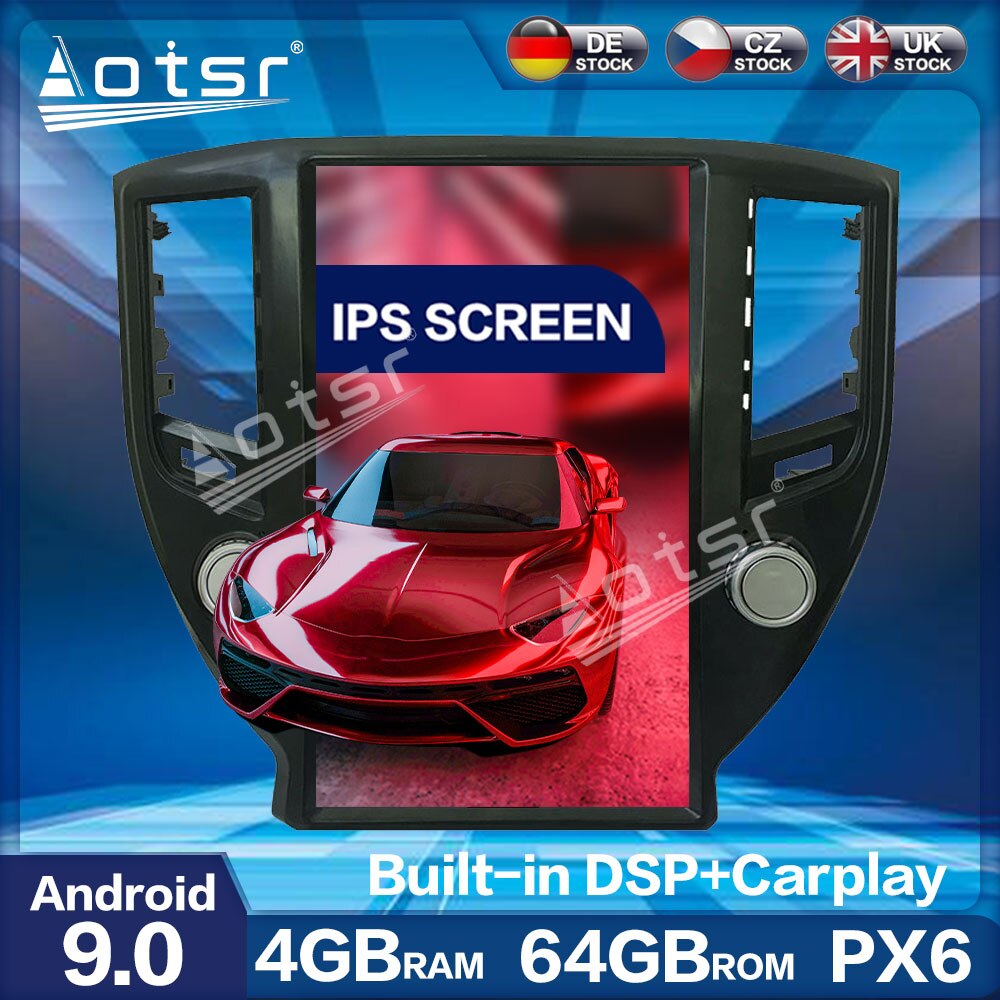 Aorts Tesla Style PX6 Android 9.0 4+64GB Car Radio Player GPS Navigation Auto Stereo Multimedia For TOYOTA CROWN 14th Generation