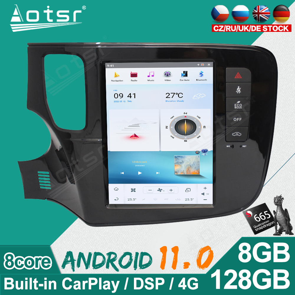 128G Android 11 Tesla Screen Style For Mitsubishi Outlander 2014-2018 Car GPS Navigation Multimedia Player Auto Radio Stereo Head Unit