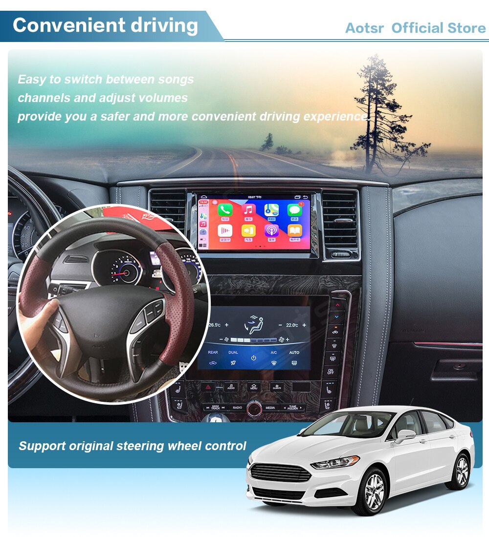 Car GPS Navigation Multimedia Player For Nissan Patrol Y62 Android Car Radio Tape Recorder 64GB Carplay Big Screen Stereo Unit-Aotsr official website