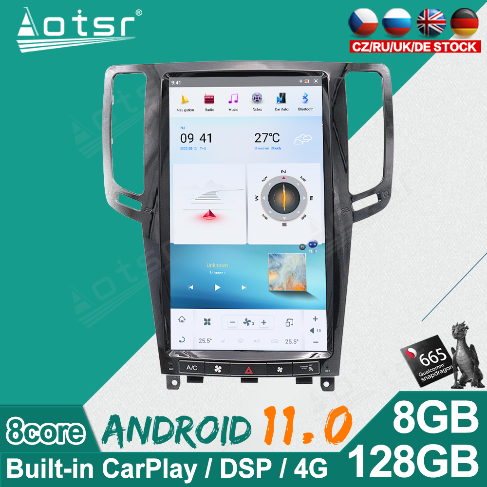 Android 11 Tesla Screen Style For Infiniti G25 G37 2007-2013 Radio Car Multimedia Player GPS Navigation Head Unit-Aotsr official website