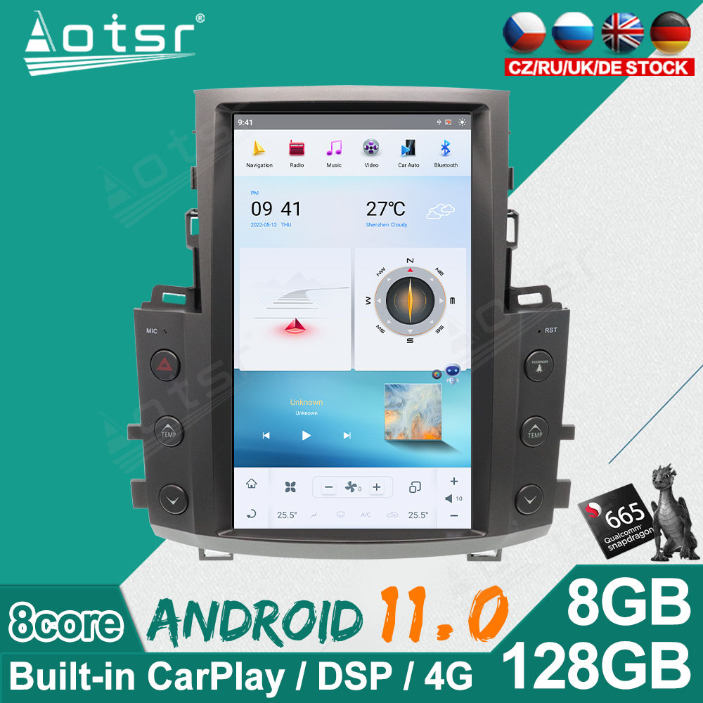 128G Tesla Screen Car Multimedia Player For Lexus LX570 2007 - 2015 Android 11 Radio GPS Navigation Stereo Head Unit-Aotsr official website